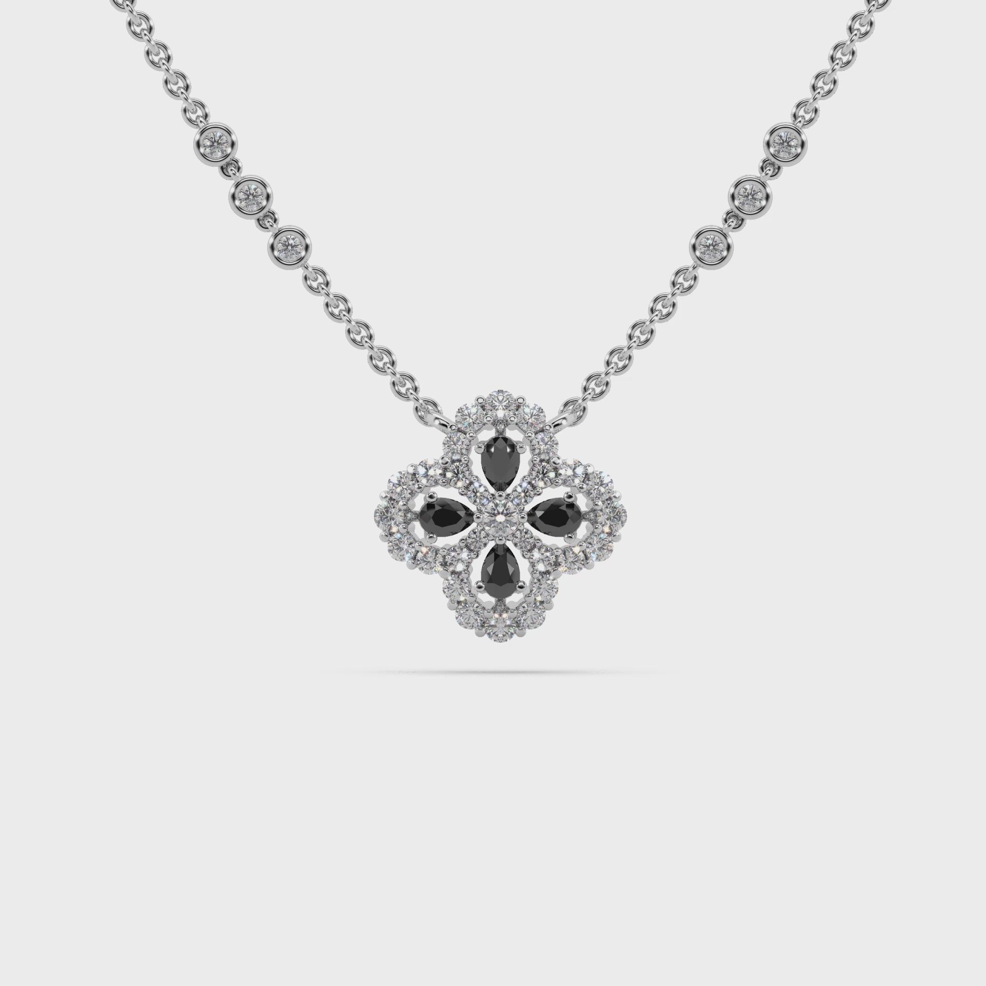 Fascinating 925 Silver And Round Diamond And Black Stone Studded Only Pendent