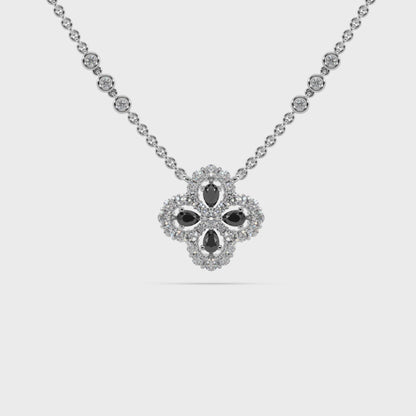 Fascinating 925 Silver And Round Diamond And Black Stone Studded Only Pendant