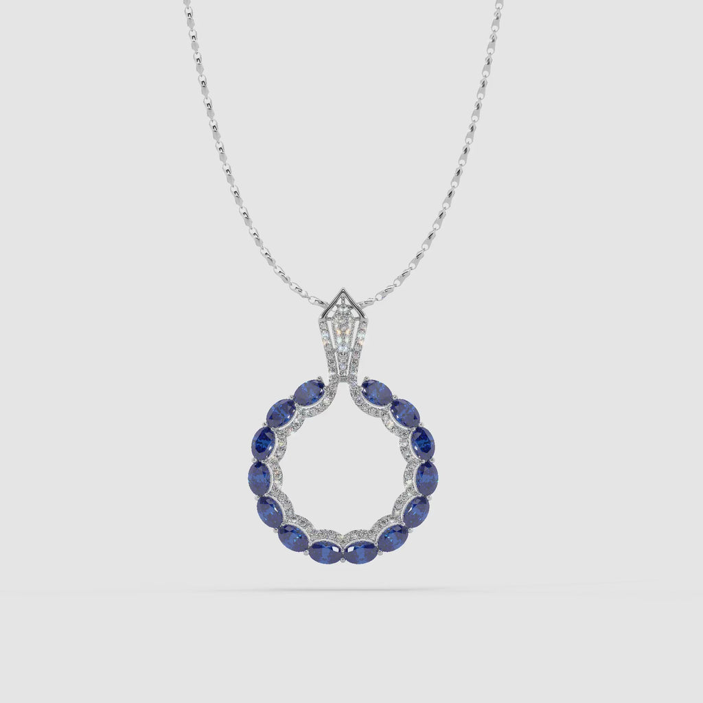 Guru Jewel's Astonishing Blue Sapphire And Diamond Studded Only Pendent For Her