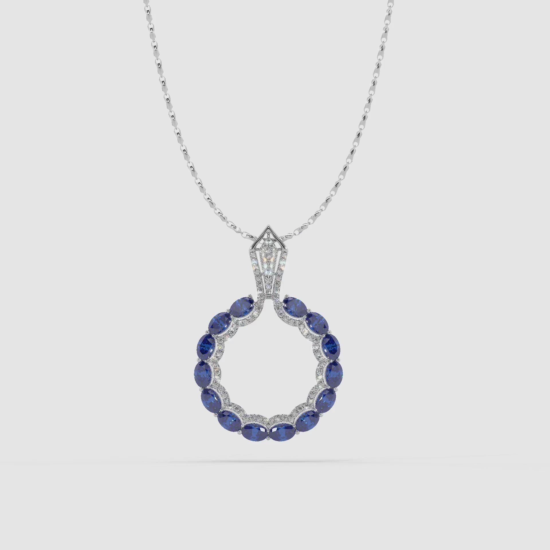 Guru Jewel's Astonishing Blue Sapphire And Diamond Studded Only Pendent For Her