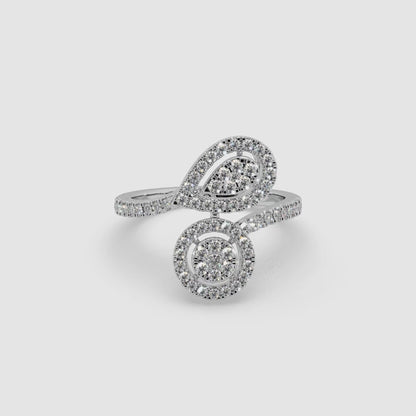 Guru Jewel's Round Diamond Studded Elegant Silver Ring For Her
