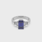 Devastating 925 Silver And Diamond And Blue Sapphire Studded Ladies Ring For Her