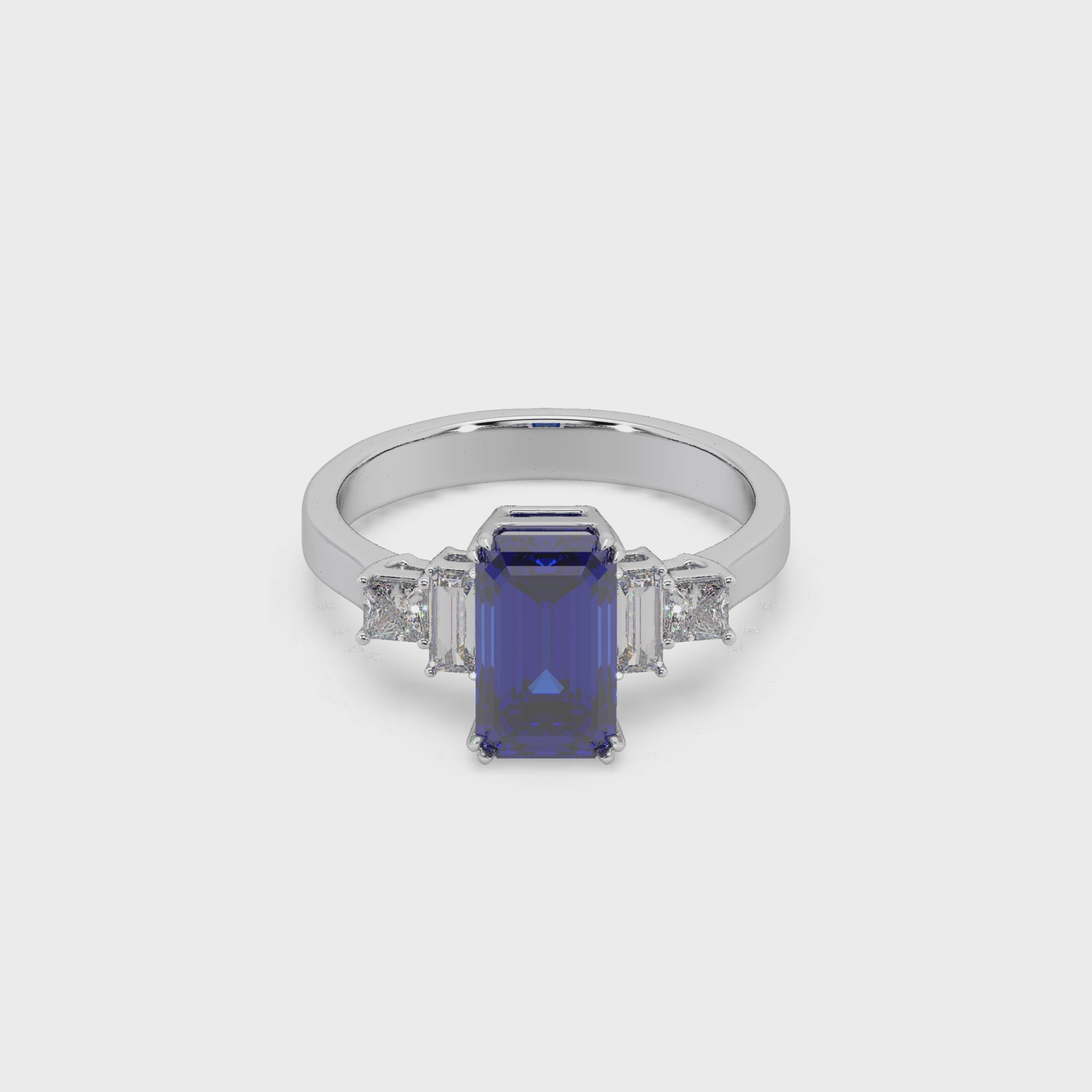Devastating 925 Silver And Diamond And Blue Sapphire Studded Ladies Ring For Her