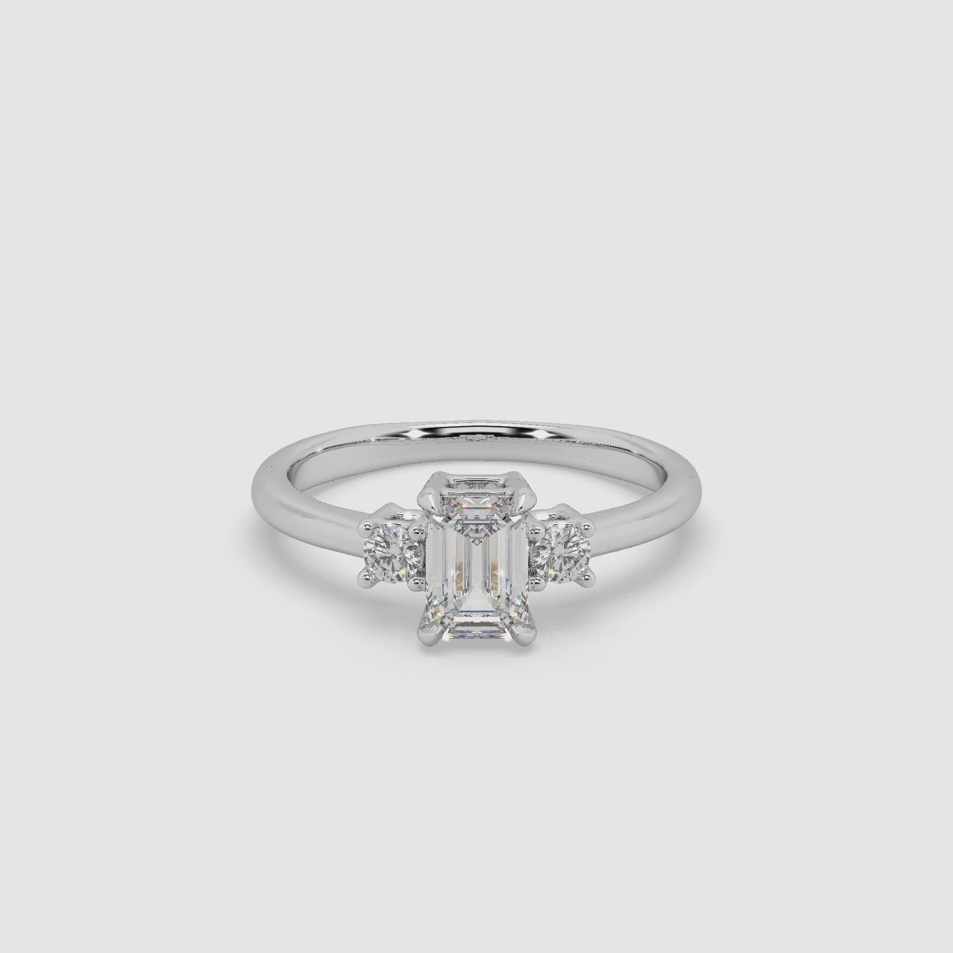 Guru Jewel's Emerald And Round Diamond Studded Impressive Silver Ring For Her