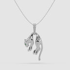 Guru Jewel's Exclusive Jaguar Pattern Diamond Studded Silver Only Pendent