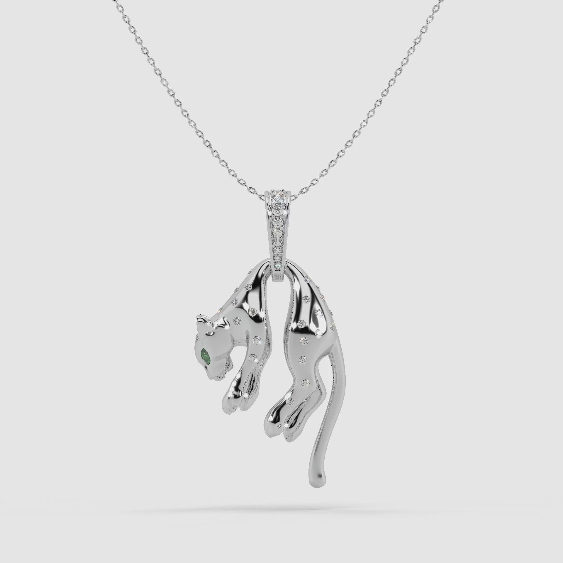 Guru Jewel's Exclusive Jaguar Pattern Diamond Studded Silver Only Pendent