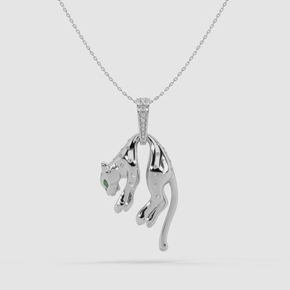 Guru Jewel's Exclusive Jaguar Pattern Diamond Studded Silver Only Pendant