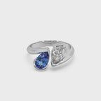 Classic Pear Cut 0.80 CT And Stone 925 Silver And Fancy Diamond Studded Ladies Ring For Her