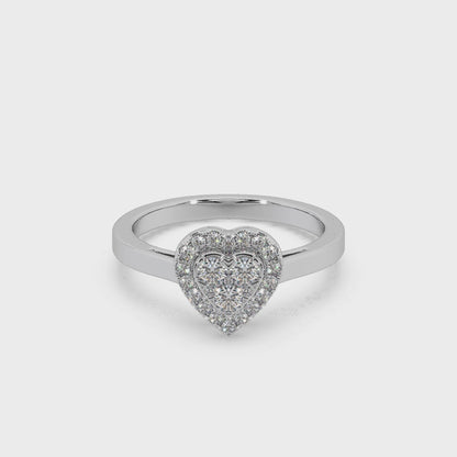 Alluring Heart Shape 925 Silver Moissanite Studded Ladies Ring For Her