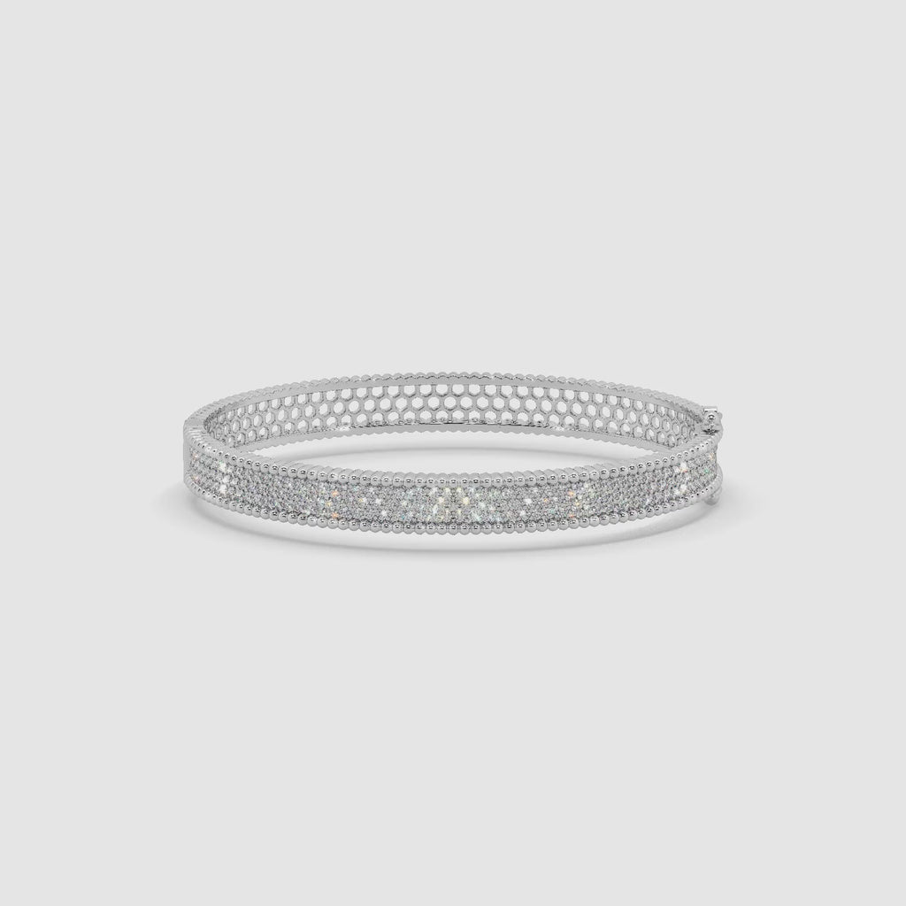 Guru Jewel's Round Diamond Studded Exclusive Silver Bracelet For Her