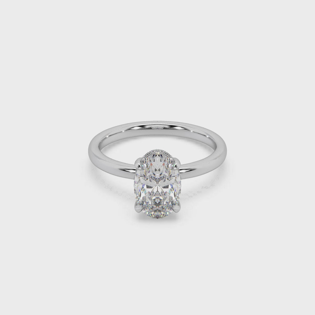 Exclusive 925 Silver 3.42 CT Owal Diamond Studded Ladies Ring For Her
