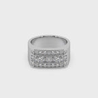 Impressive 3 Line 925 Silver And Round Diamond Studded Gents Ring For Him