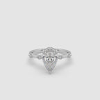 Guru Jewel's Fancy Pear And Round Shaped Diamond Studded Silver Ring For her