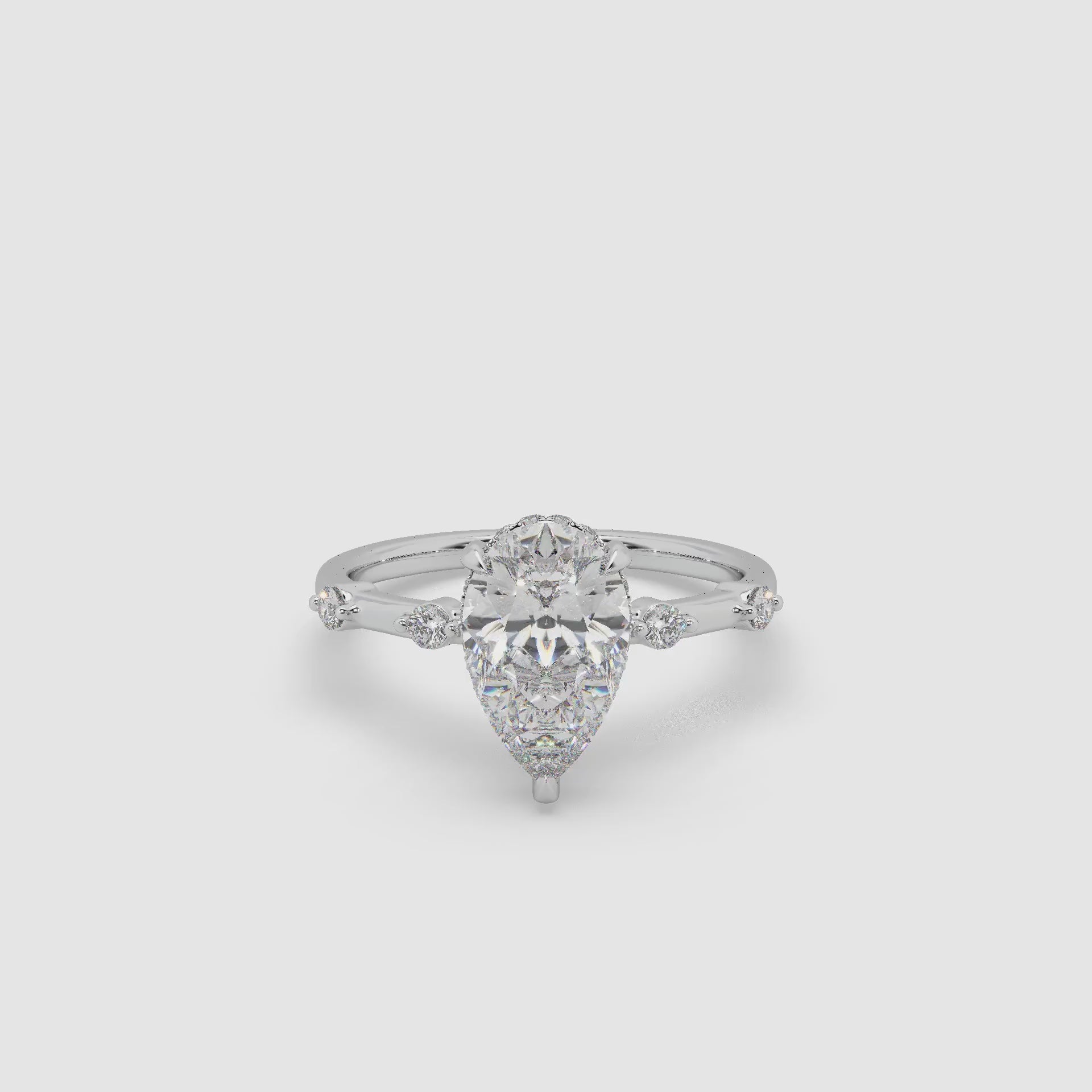 Guru Jewel's Fancy Pear And Round Shaped Diamond Studded Silver Ring For her