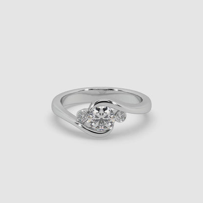 Guru Jewel's Fascinating Round Diamond Studded Silver Ring For Her