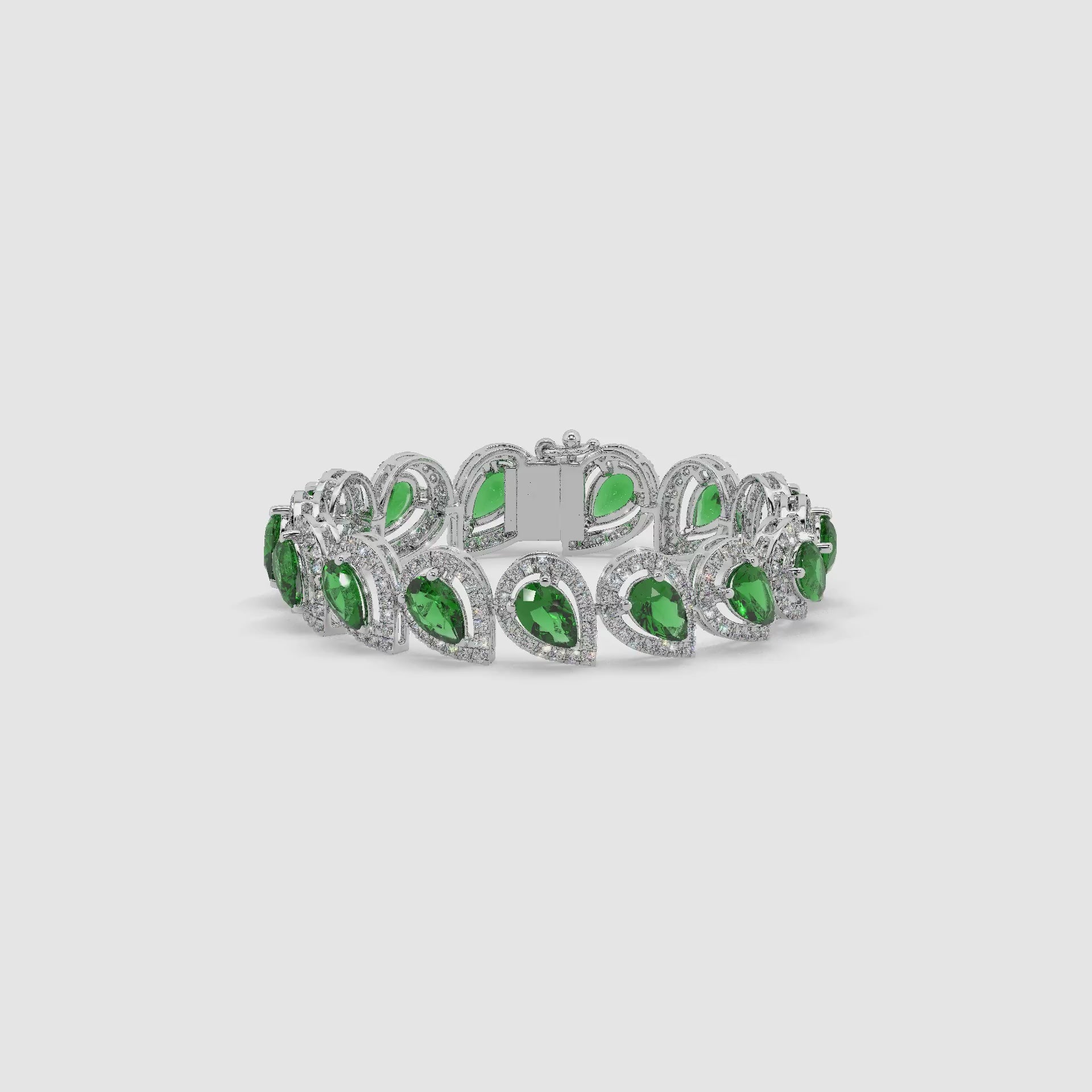 Guru Jewel's Round And Fancy Pear Diamond Studded Fascinating Silver Bracelet For Her