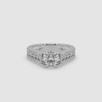 Guru Jewel's Round Solitaire Diamond Studded Silver Ring For Her