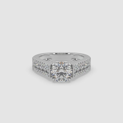 Guru Jewel's Round Solitaire Diamond Studded Silver Ring For Her