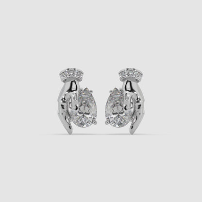 Guru Jewel's Devastating Hand Design Diamond Studded Silver Earrings For Her
