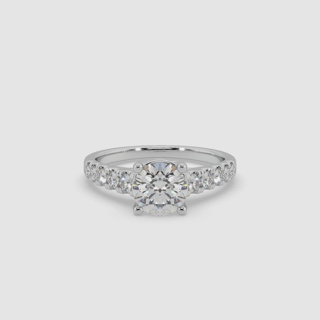 Guru Jewel's Round Solitaire Studded Exclusive Silver Ring For Her