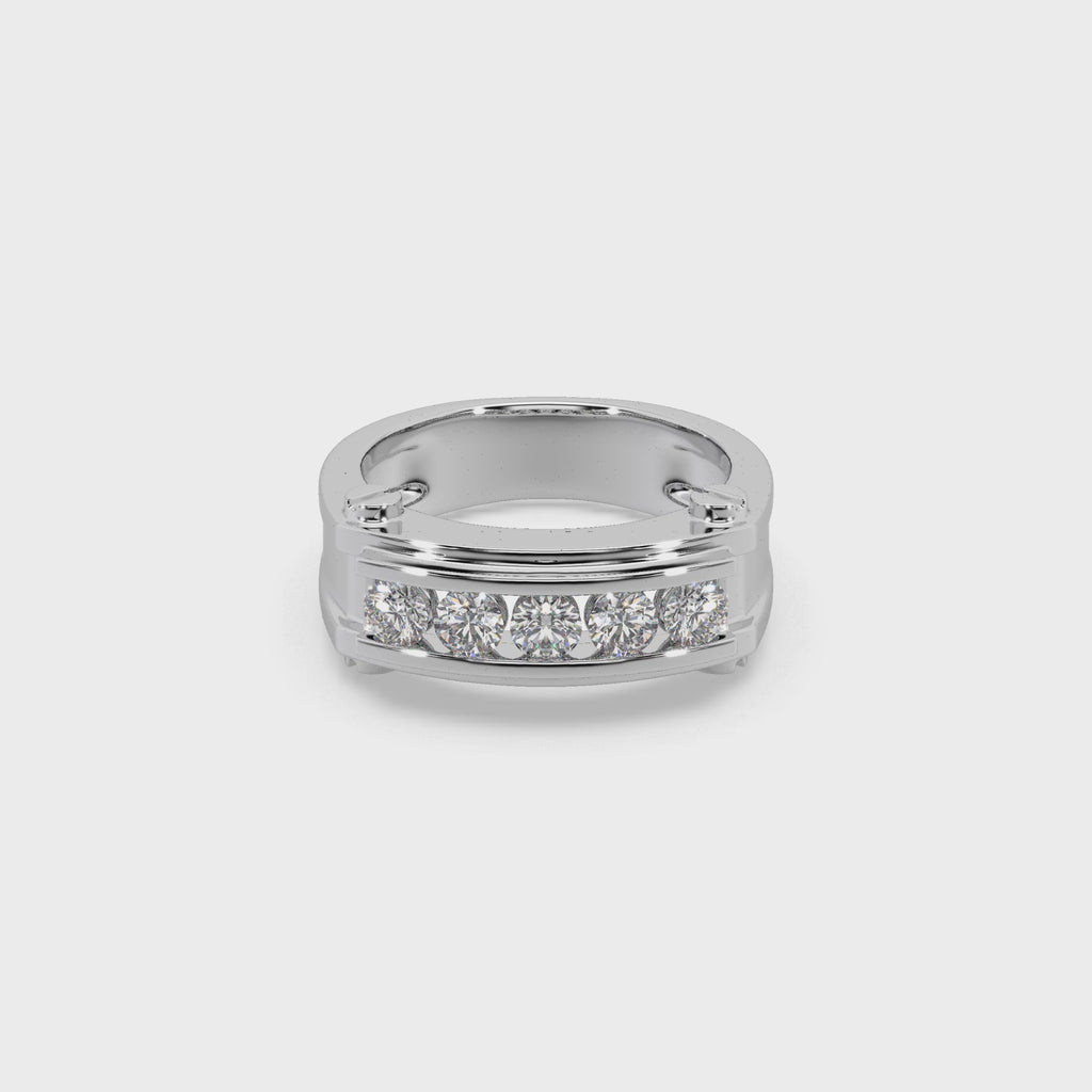 Attractive 925 Silver Stunning Diamond 1.20 Ct Studded Gents Ring For Him