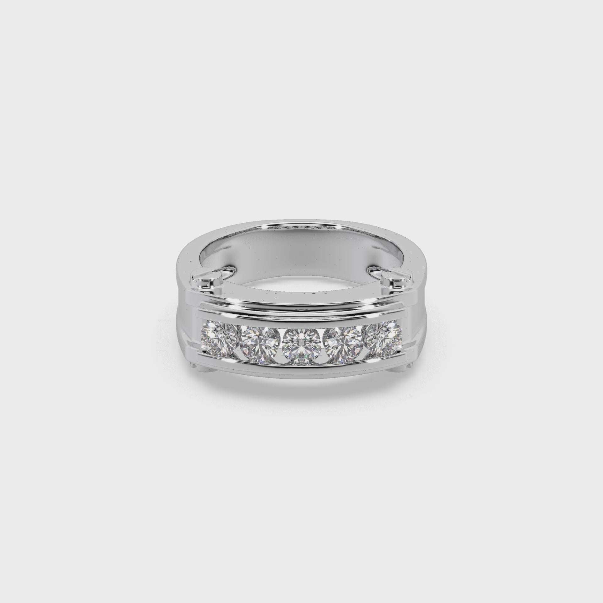 Attractive 925 Silver Stunning Diamond 1.20 Ct Studded Gents Ring For Him