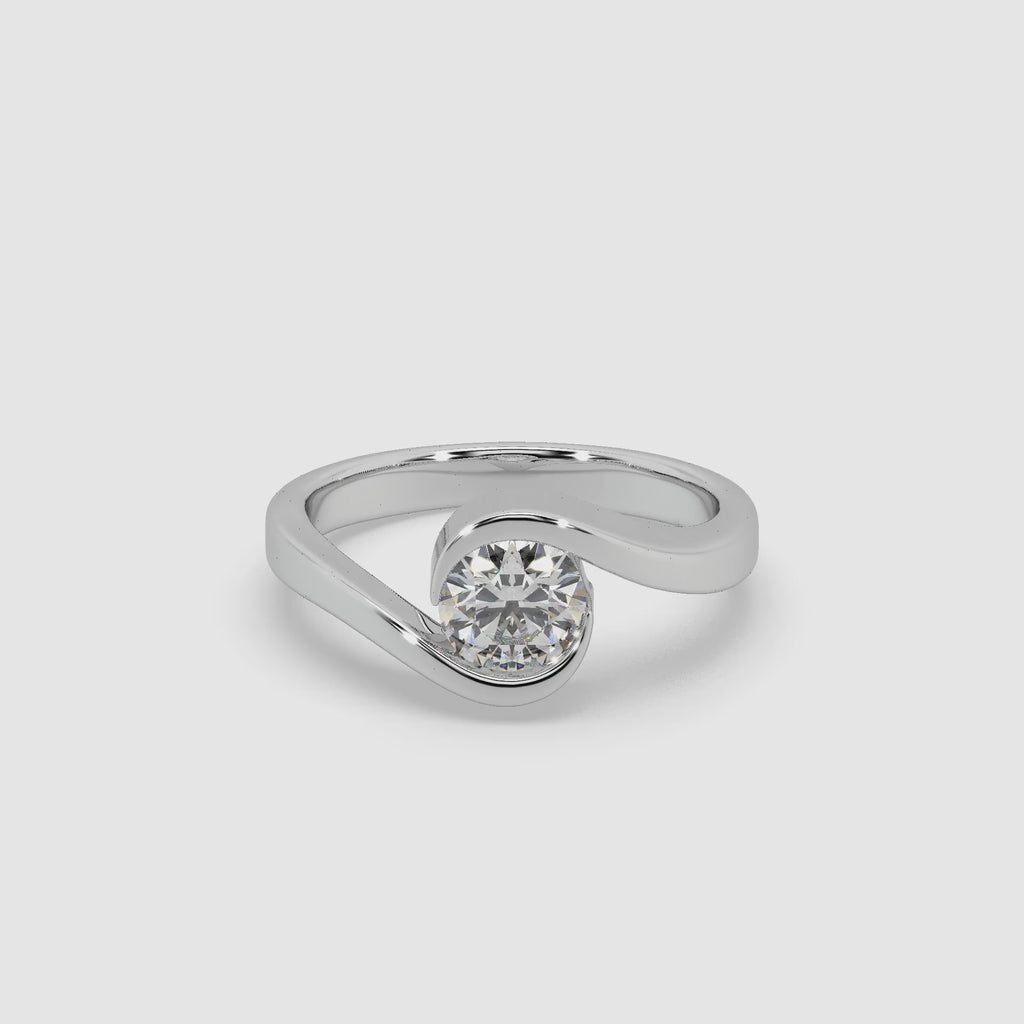 Guru Jewel's Round Solitaire Studded Exclusive Silver Ring For Her