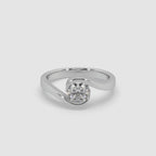 Guru Jewel's Round Solitaire Studded Exclusive Silver Ring For Her