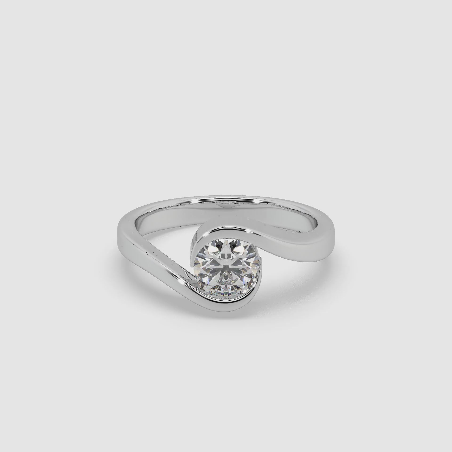 Guru Jewel's Round Solitaire Studded Exclusive Silver Ring For Her
