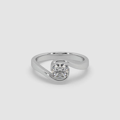 Guru Jewel's Round Solitaire Studded Exclusive Silver Ring For Her
