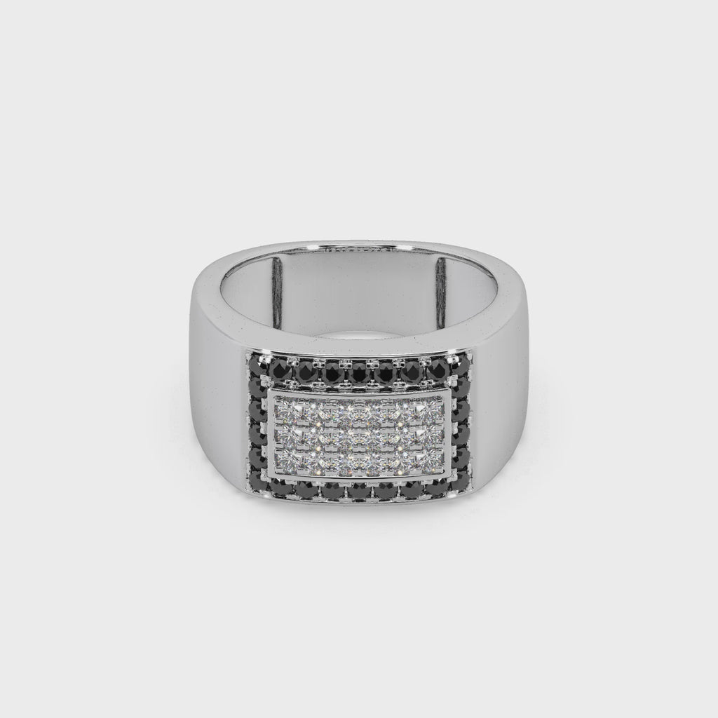 Guru Jewel's Round Diamond And Black Stone Studded Ring For Him