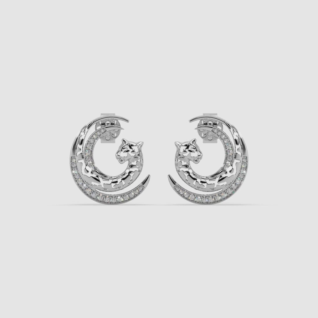 Guru Jewel's Captivating Diamond Studded Panther Pattern Earrings For Her