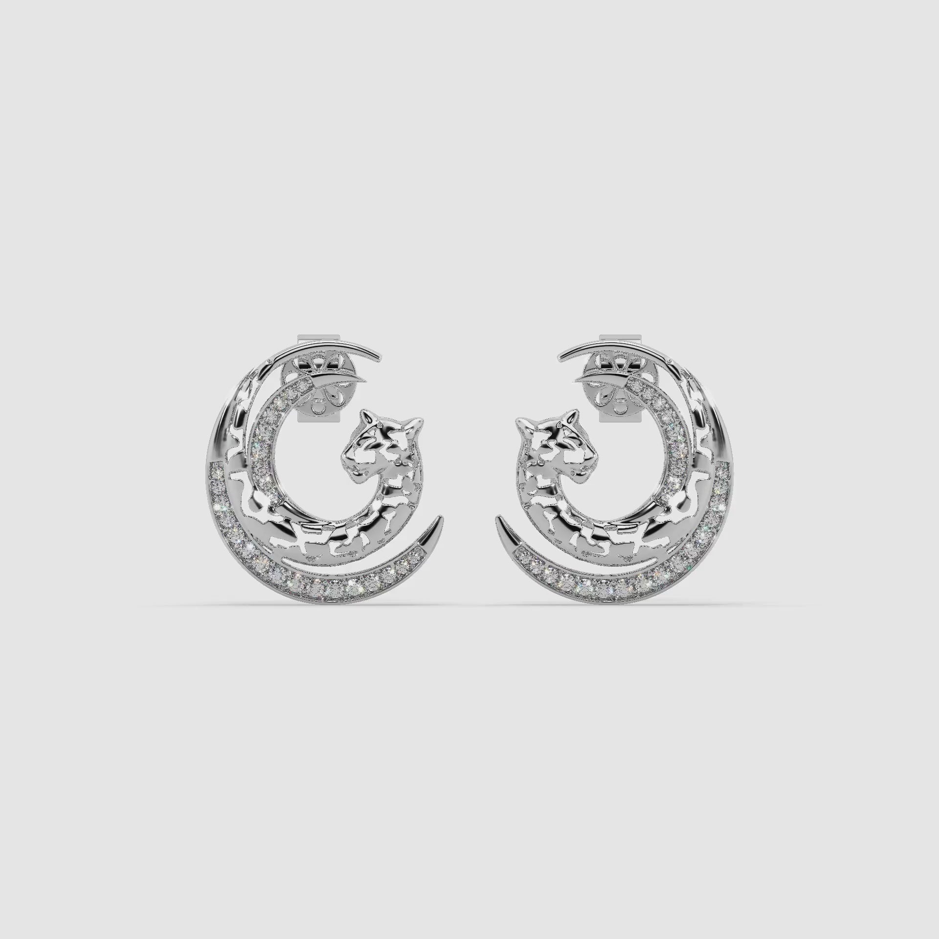 Guru Jewel's Captivating Diamond Studded Panther Pattern Earrings For Her