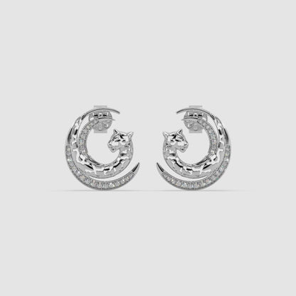 Guru Jewel's Captivating Diamond Studded Panther Pattern Earrings For Her