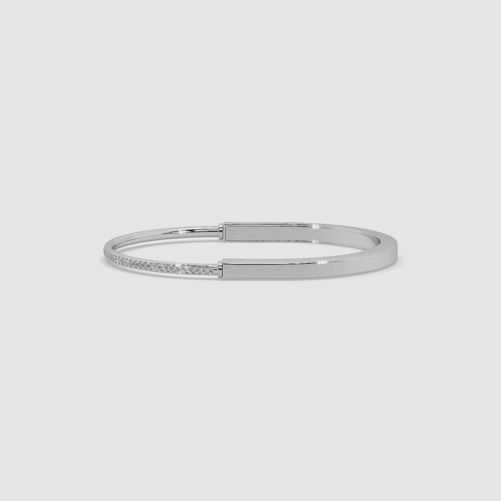 Guru Jewel's Stunning Design With Round Diamond Studded Silver Bracelet For Her