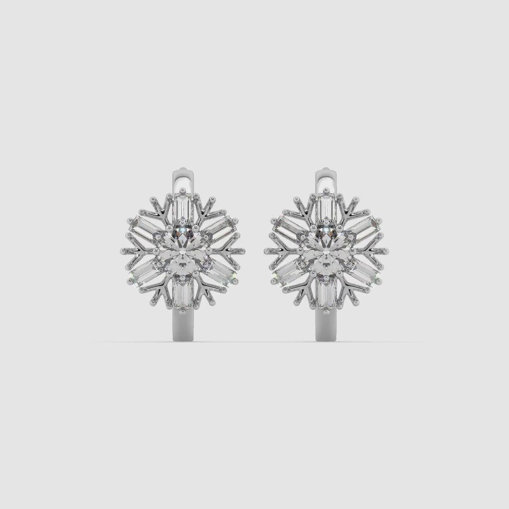 Guru Jewel's Round And Buagget Diamond Studded Bali Silver Earrings For Her