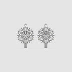 Guru Jewel's Round And Buagget Diamond Studded Bali Silver Earrings For Her
