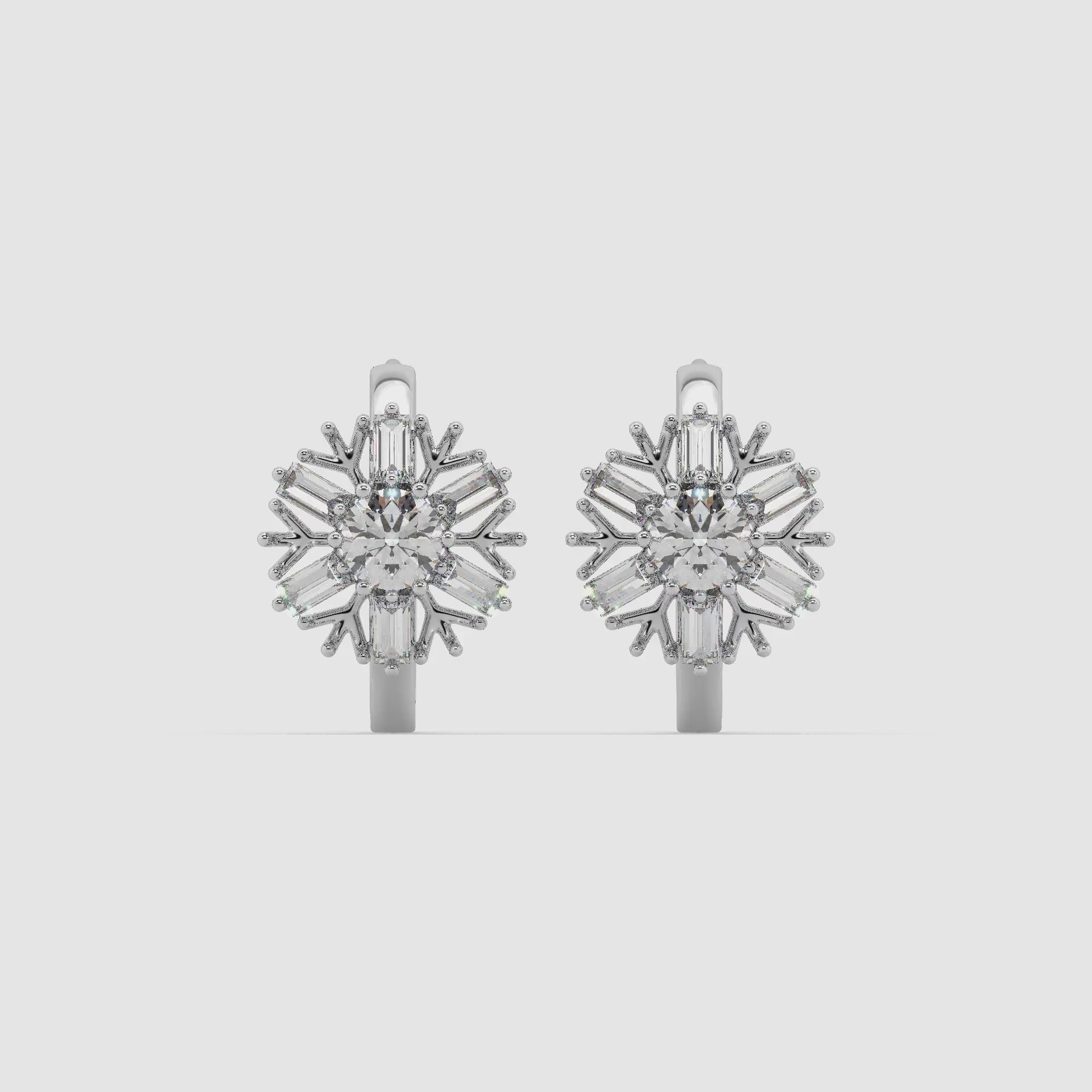 Guru Jewel's Round And Buagget Diamond Studded Bali Silver Earrings For Her