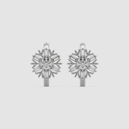 Guru Jewel's Round And Buagget Diamond Studded Bali Silver Earrings For Her