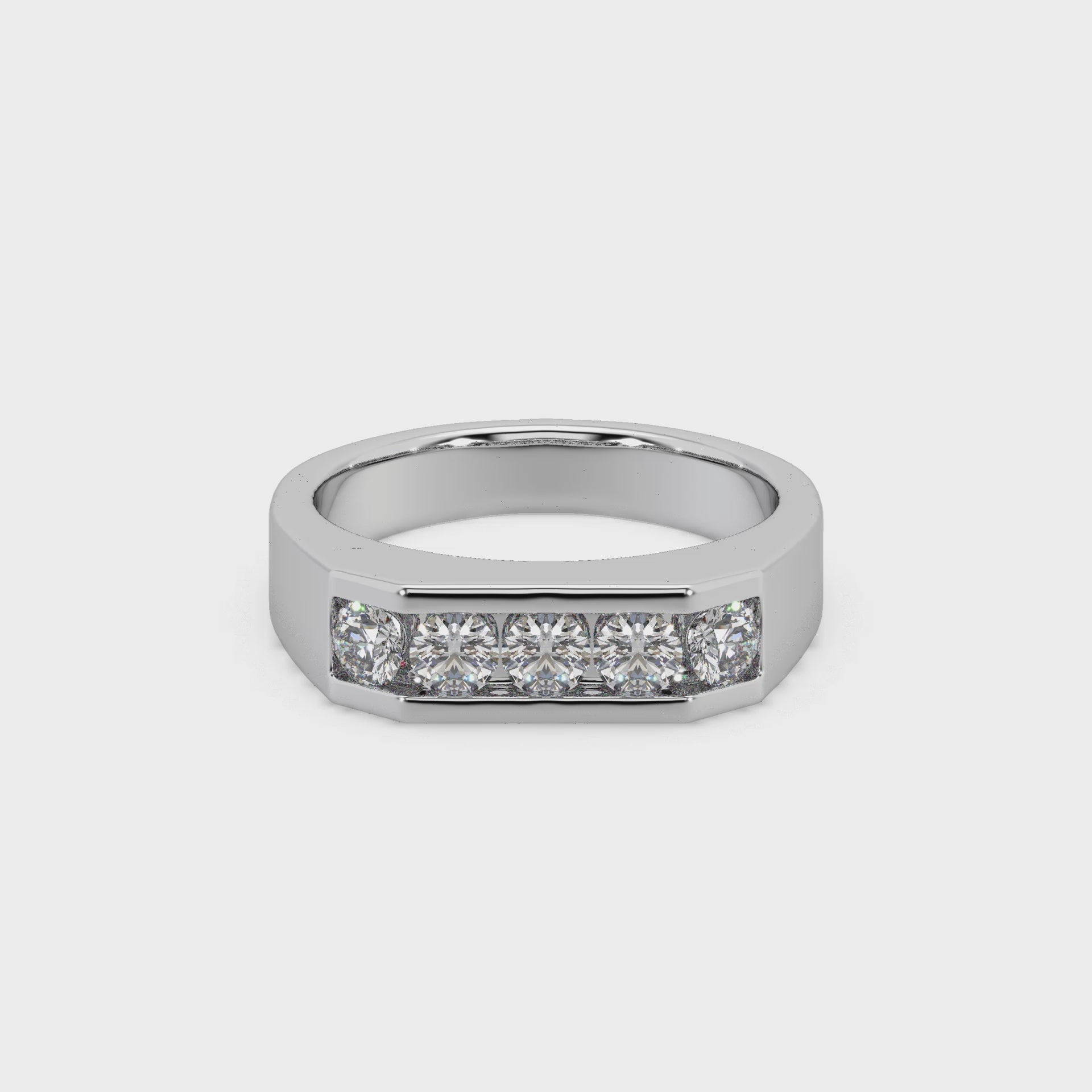 3.8mm Round Channel Round Diamond Gents Ring For Him