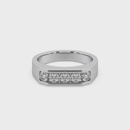 3.8mm Round Channel Moissanite Gents Ring For Him