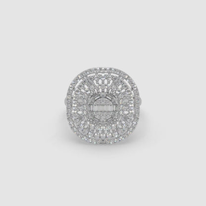 Guru Jewel's Round And Bugget Diamond Studded Fascinating Silver Ring For Her