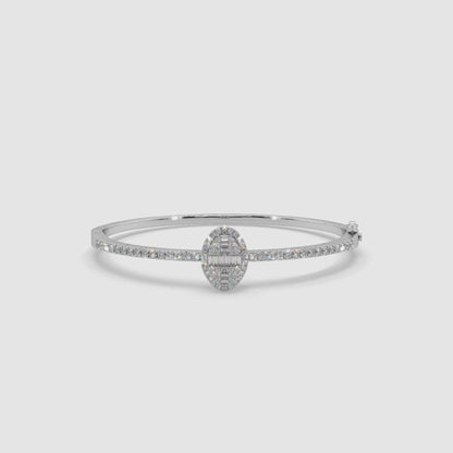 Guru Jewel's Round And Baguette Diamond Studded Exclusive Silver Bracelet For Her