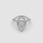 Guru Jewel's Fancy Pear Shaped And Round Diamond Studded Captivating Silver Ring For Her