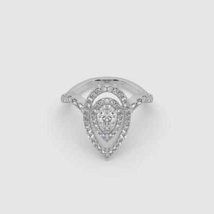 Guru Jewel's Fancy Pear Shaped And Round Diamond Studded Captivating Silver Ring For Her
