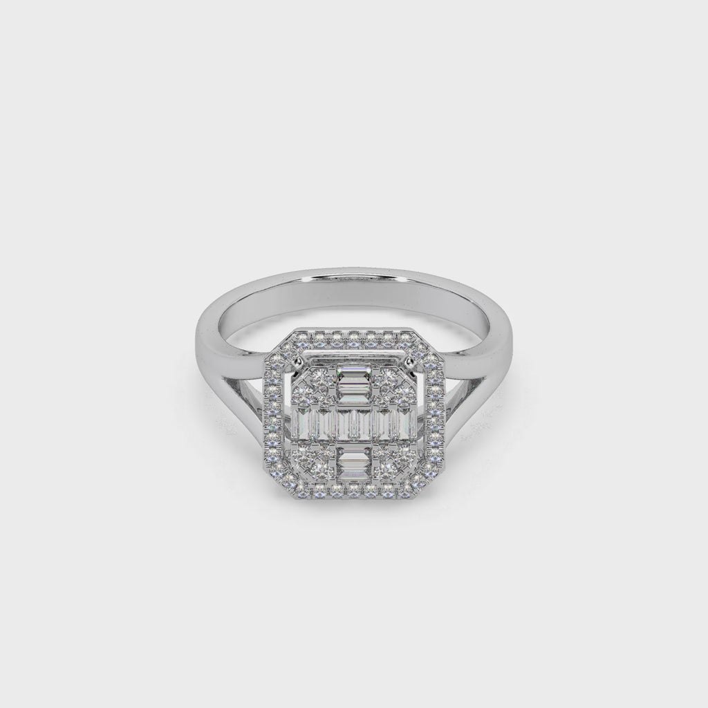 Wonderful 925 Silver And Round Diamond Studded Ladies Ring For Her