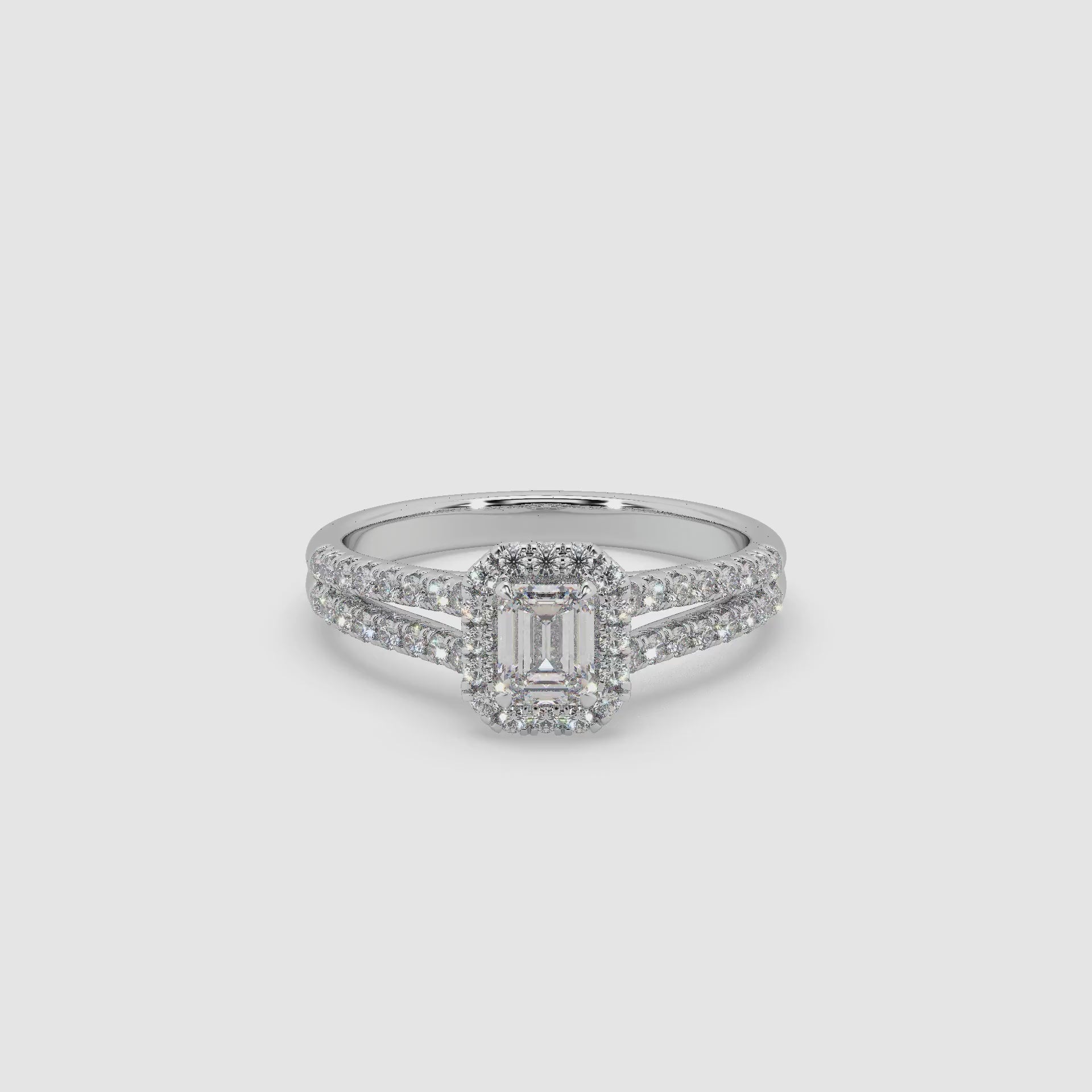 Guru Jewel's Fancy Emerald And Round Diamond Studded Fascinating Silver Ring For Her