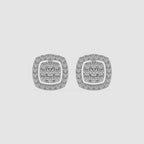 Guru Jewel's Round Diamond Studded Exclusive Square Shaped Silver Earrings For Her