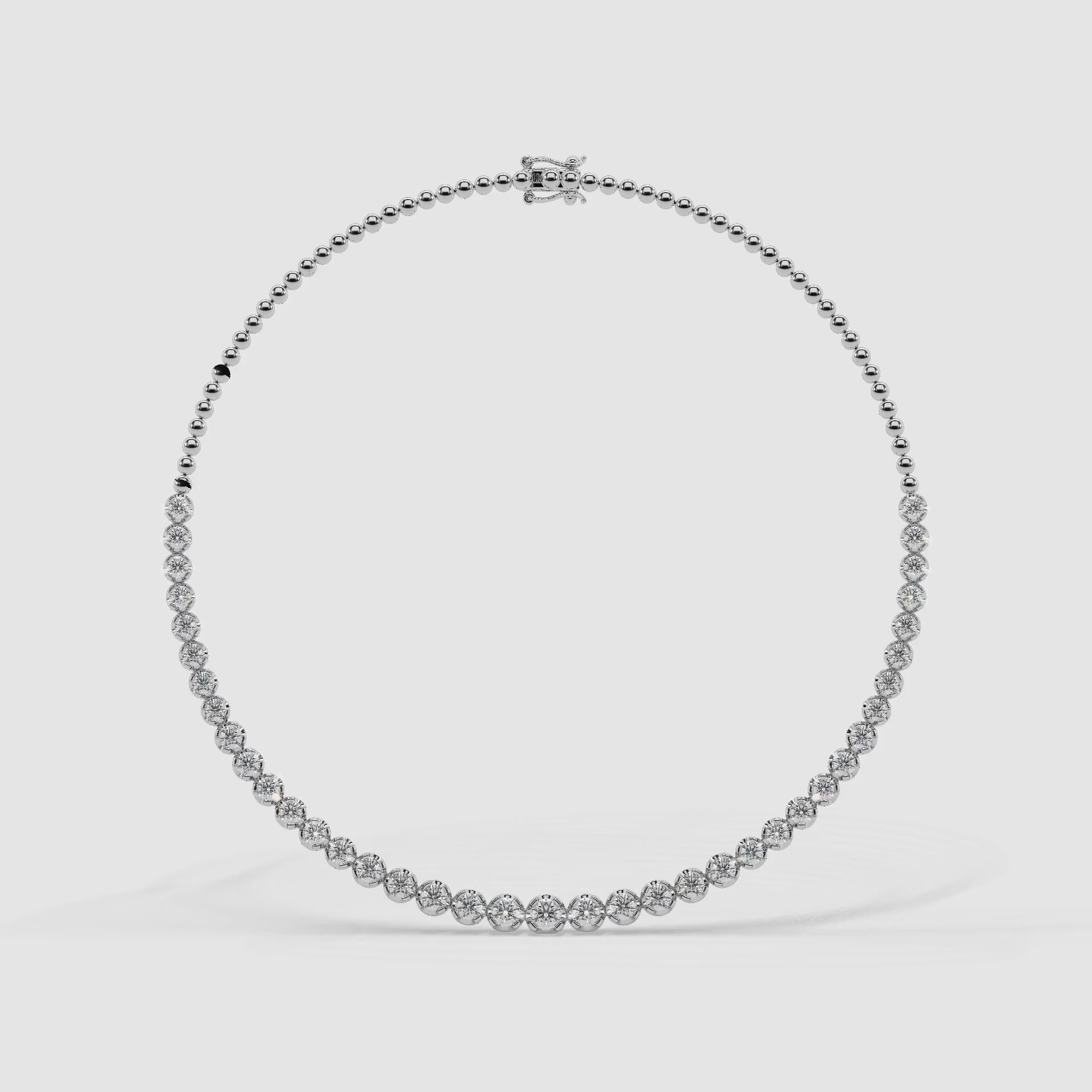 Guru Jewel's Round Solitaire Diamond Studded Silver String Necklace For Her