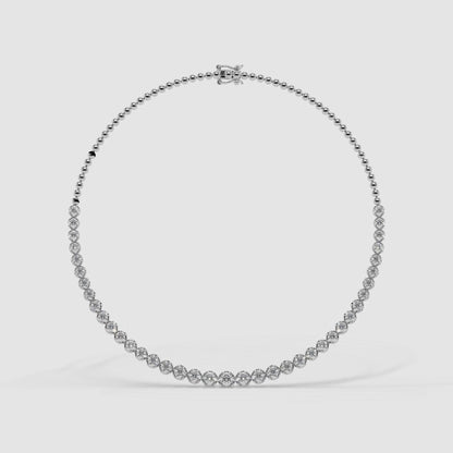 Guru Jewel's Round Solitaire Diamond Studded Silver String Necklace For Her